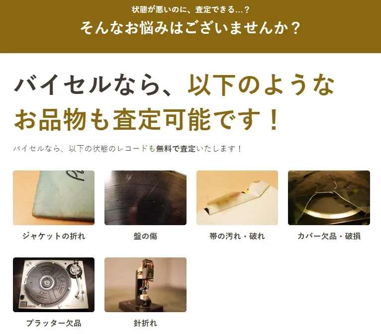バイセルのレコード買取査定対象
