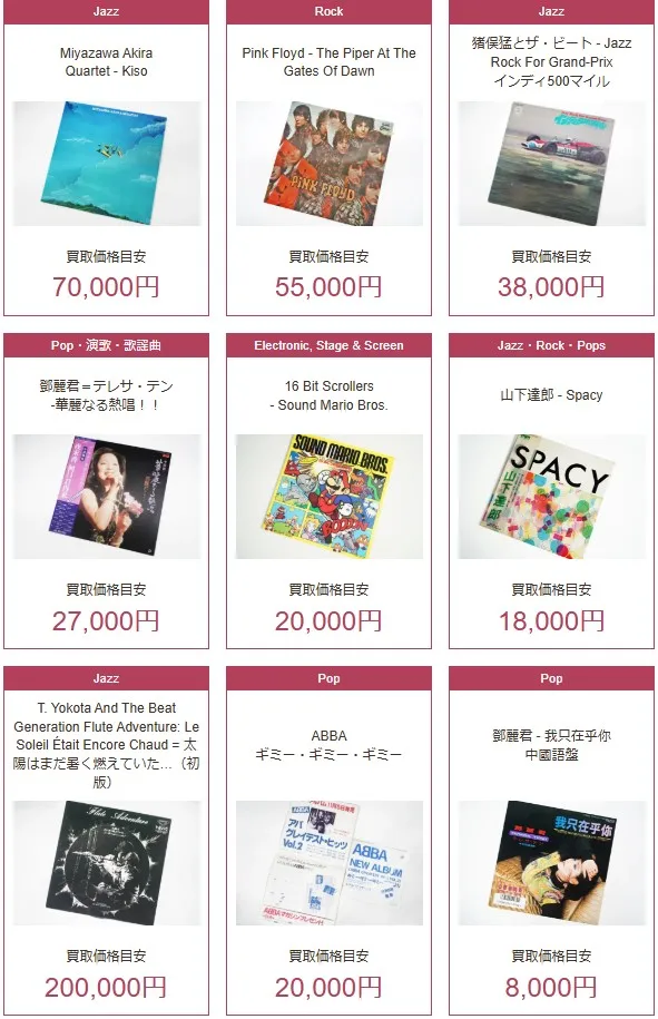 福ちゃんの高価買取レコードリスト